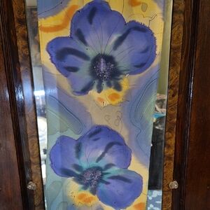 Vintage Blue and Yellow Floral Hand Painted Robert Daskal Scarf